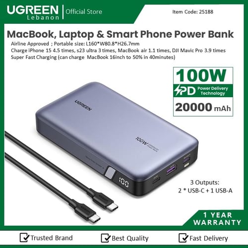 UGREEN 10000mAh 20W USB-C Portable Ultra Slim Power Bank 60689