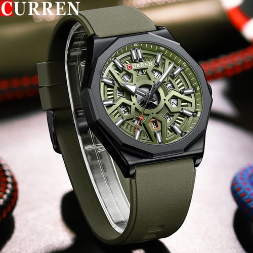 CURREN Men s Luxury Military Sports Silicone Waterproof Quartz