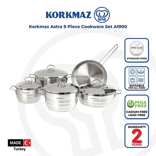 Korkmaz Astra Grande 14 Pieces Cookware Set (100% Original
