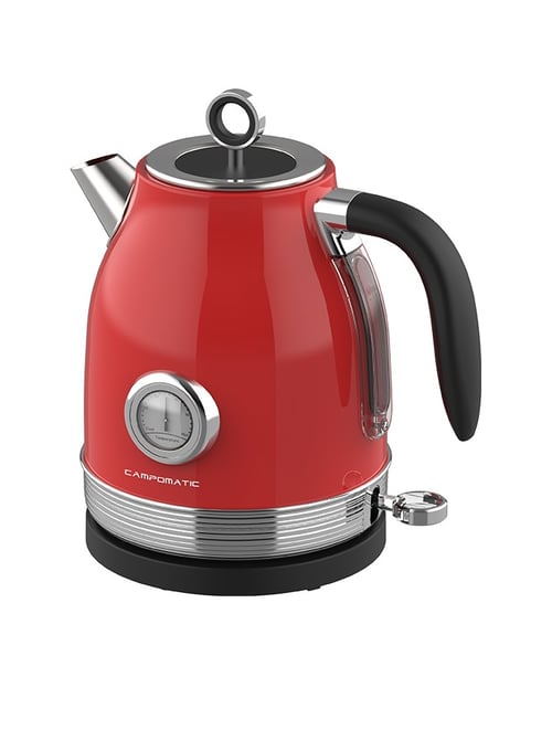 Campomatic Retro Vintage Kettle, Red Chrome Metal Body, Round - Main Image