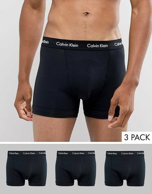 Calvin Klein MEN'S 3 Piece Set Low Rise Trunks Cotton Underwear Black White  L