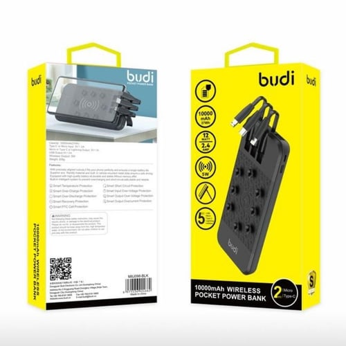 Budi Wireless Pocket 10000Mah 5W Power Bank, Comes Equipped With Small  Suction Cups To Stick To Your Phone And Charge With Wireless Charging - buy  Budi Wireless Pocket 10000Mah 5W Power Bank