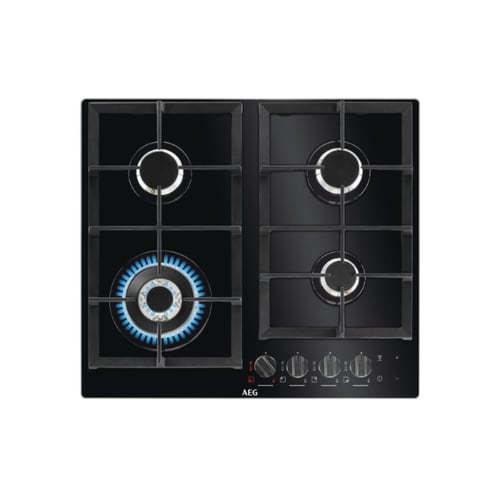 Aeg Hob, 60cm, 4G Glass Black, Cast Iron, Safety, Hob To Hood Connect