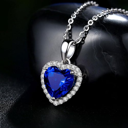 Titanic Heart of The Ocean Sapphire Blue Crystal Necklace Pendant