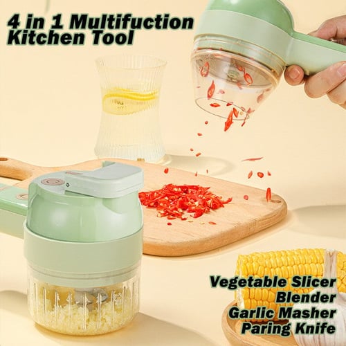 4 in 1 Portable Electric Vegetable Cutter Set, Mini Manual Vegetable Chopper  Wireless Food Processor, Kitchen Gadgets Electric Hand Chopper for Food  Cucumbers Carrots Vegetable Garlic Chili 