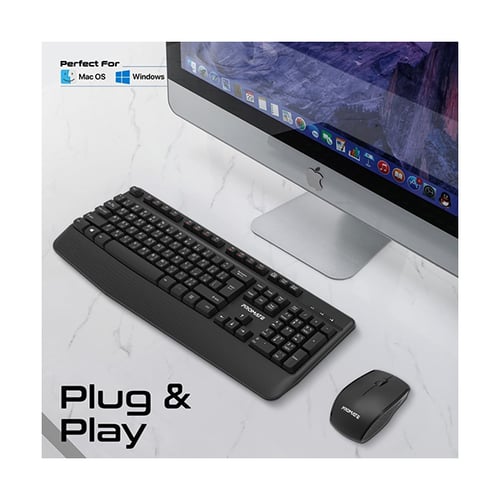 Promate Procombo-12 Sleek Profile Full Size Wireless Keyboard & Mouse –