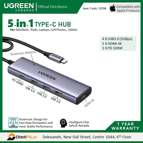 ADAPTADOR UGREEN CM195 ( 15214 ) USB-C A USB 3.0