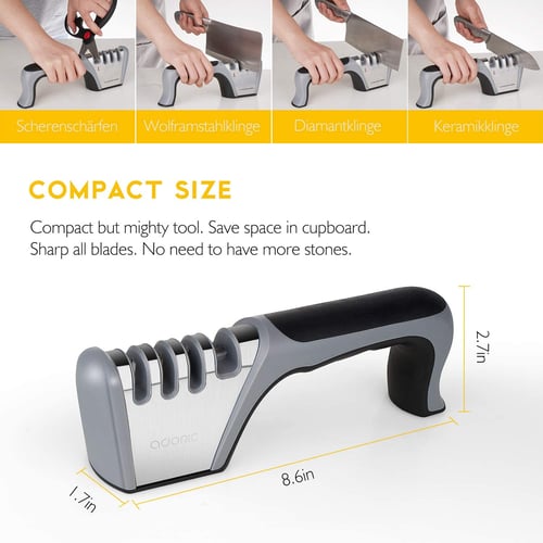 4 in 1 longzon [Grade 4] Knife Sharpener with Pair of Cut Resistant Gloves,  Original High Quality Polished Blades, Best Kitchen Knife Sharpener, Truly  Suitable for Ceramic and Steel Knives, Scissors. 