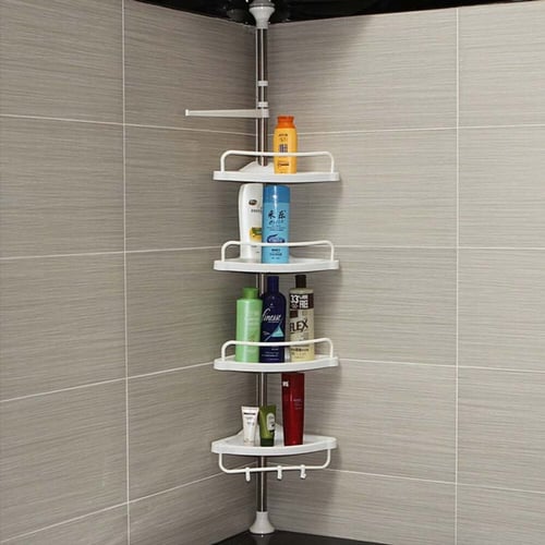 1pc Punch Free Corner Shelf, Bathroom Storage Rack, Bathroom Metal Shelf,  Toilet Seamless Wall Mounted Storage Rack, Bathroom Accessories, Home Decor