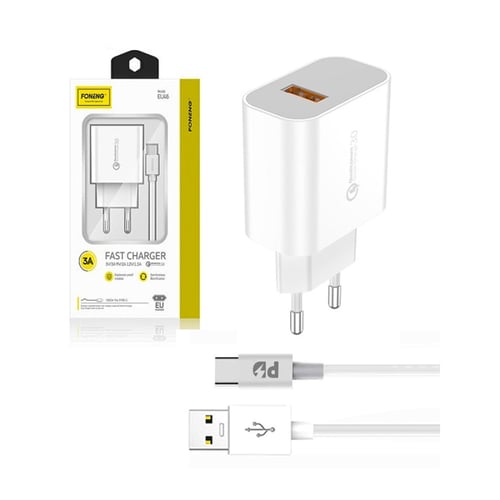 Chargeur rapide Foneng EU40 avec 1x USB et câble USB C vers Lightning 