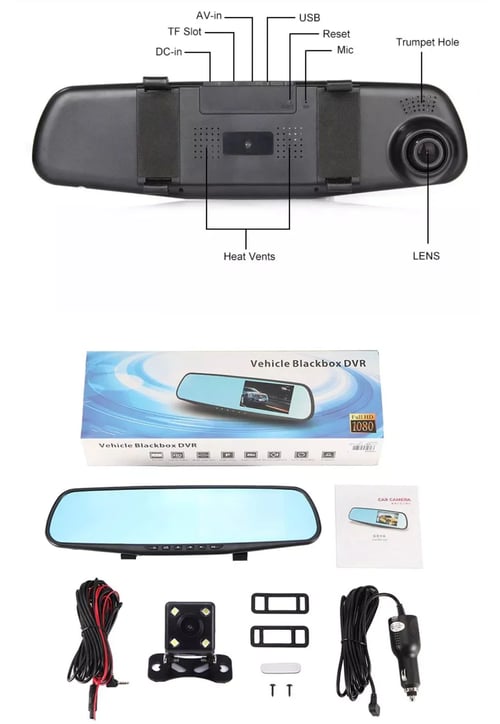 Rearview mirror dual channel recorder , blackbox DVR buy Rearview mirror dual channel recorder
