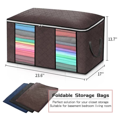 6pcs Clothes Storage Bags 90L Closet Organizer Blanket Storage 3