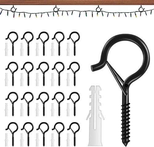 20pcs Q Hanger Hooks for Outdoor String Lights, Christmas Light Hooks with  Screw, Indoor Outdoor Light Hooks Clips for Hanging String Lights Fairy