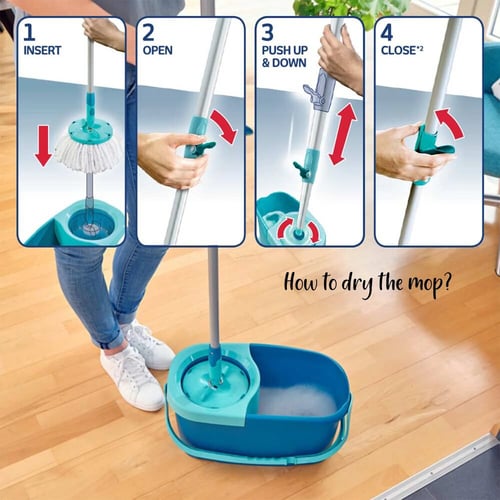 Leifheit Clean Twist Mop Set with Mop and Spin Bucket, Turquoise 