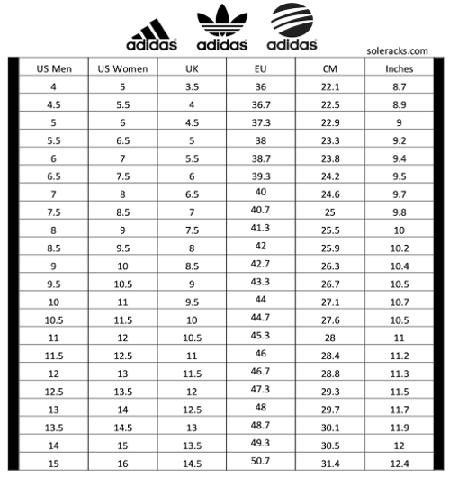 Yeezy boost 350 v2 size chart on sale