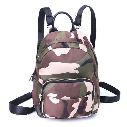 Women Girls Small Backpack Handbag Waterproof Nylon Shoulder Bag Travel Bag  Casual Daypack Camouflage Schoolbag