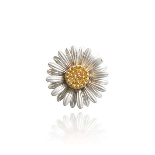 Unisex Wild Flower Daisy Brooch Pin Natural Pearls Design Vintage