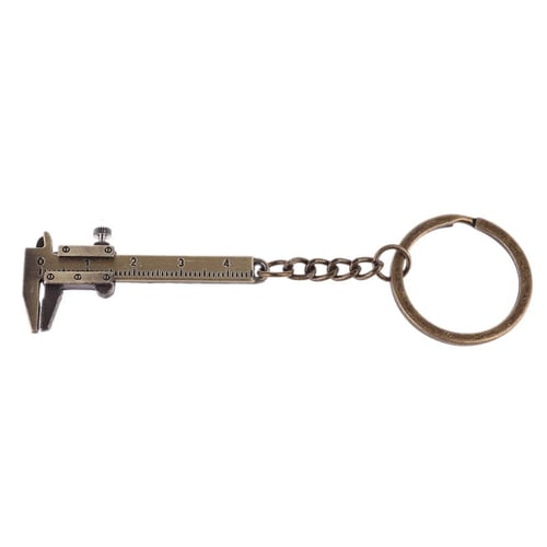 1pc Mini Sliding Gauge Keychain Portable Tool Zinc Alloy Keyring
