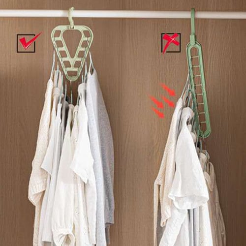 1pc Non-slip Triangle Clothes Hanger, Multifunctional 9 Holes Rotatable  Plastic Clothes Hanger, Closet Space-saving Folding Magic Hook