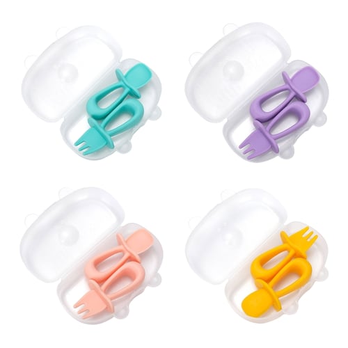 2PCS Silicone Spoon for Baby Utensils Set Auxiliary Food Toddler