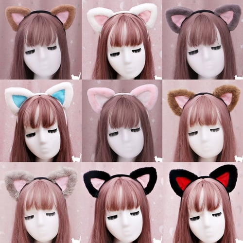 Cat Ears Headband Cute Anime Plush Furry Ear for Halloween Cosplay Party  Soft