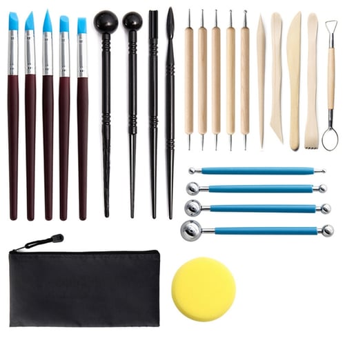 Clay Tools,25 PCS DIY Sculpting Set Ceramics Polymer Clay kit for Pottery  Modeling, Carving,Smoothing & Measuring for Beginner