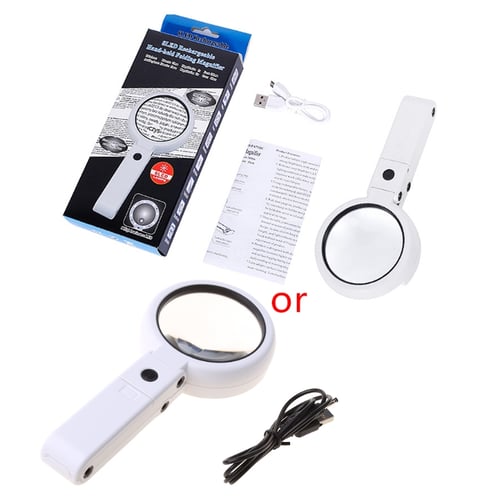 Handheld Magnifying Glass with LED Light Desk Lamp Mount Magnifier Glasses  for Mobile Phone Repair Foldable Desktop Loupe Stand