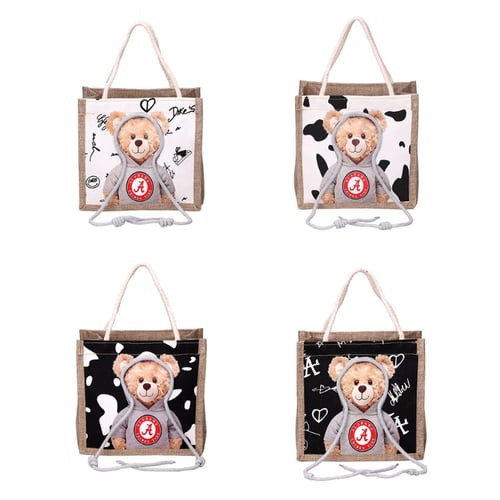 Mini Cartoon Bear Pattern Sling Bag Fashionable Adjustable Strap