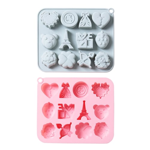 5 Pack Heart Shape Silicone Mold Valentine's Day Fondant Molds Non-stick  Chocolate Candy Lips Rose Flower Love Letter Silicone Molds Wedding Fondant