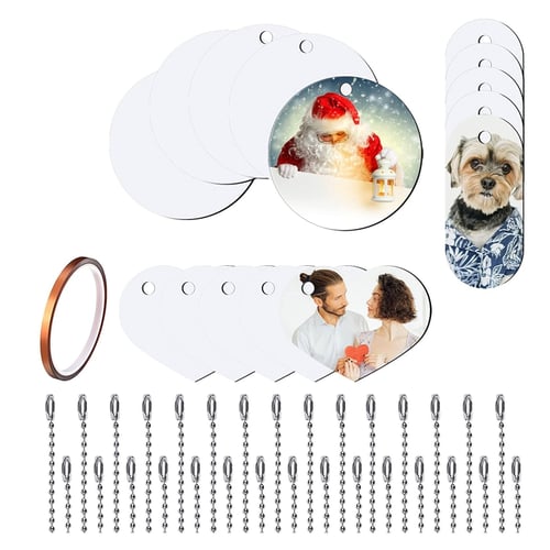 51x Sublimation Blank Double Side Heat Transfer Aluminum Dog Tags Keychains  Heat Transfer Blank Board for Key Ring Craft 