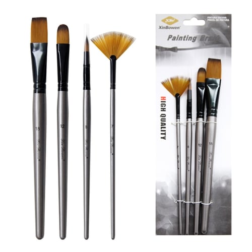 6x Paint Brushes - Round Pointed Tip Soft Nylon Hair Wooden Professional  Paint Brush for , Gouache, Oil Drawing , 