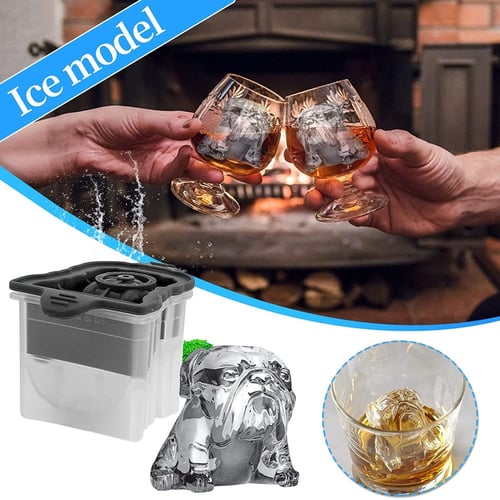 Cheap PDTO Ice Mold Bulldog Ice Silicone Moulds for Whiskey Spirits Liquor  Cocktails Soda
