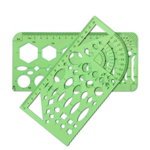 6 Pieces Geometric Drafting Templates Green Geometric Templates Ruler  Geometric Shape Plastic Templates With Circles Circle And Oval Template For  Offi