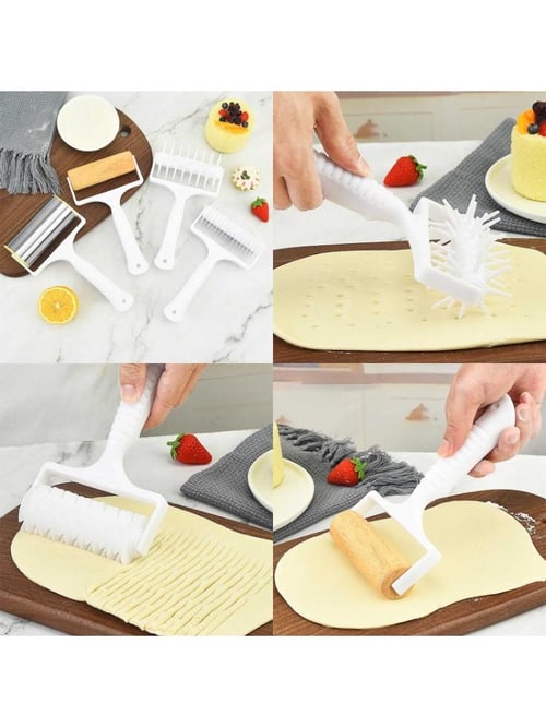 Plastic Dough Lattice Roller Cutter Pull Net Wheel Knife Pizza Pastry Cutter  Pie Craft Making Tool Baking Accessories