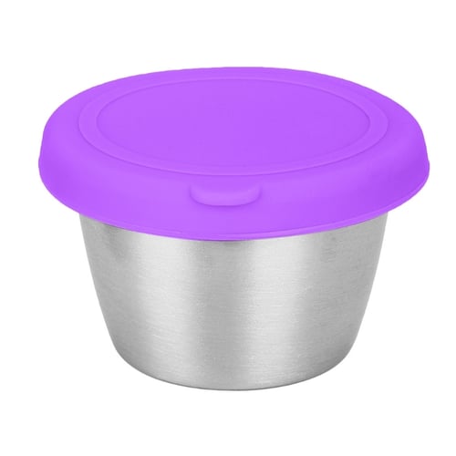 70ml Stainless Steel Sauce Cup Containers Food Box With Silicone Lids  Pigment Paint Box Palette Reusable
