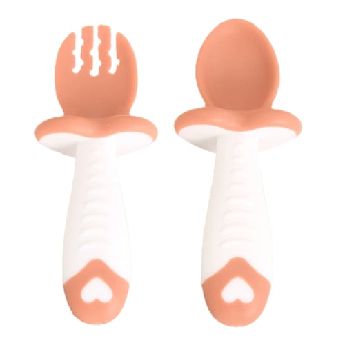 2PCS Silicone Spoon for Baby Utensils Set Auxiliary Food Toddler Learn To  Eat Training Bendable Soft Fork Infant Children Tableware