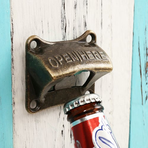 ZUARFY Vintage Cast Iron Bottle Opener Wall Mounted Wine Beer Openers Tool  Bar Drinking Accessories Home Kitchen Party Supplies 