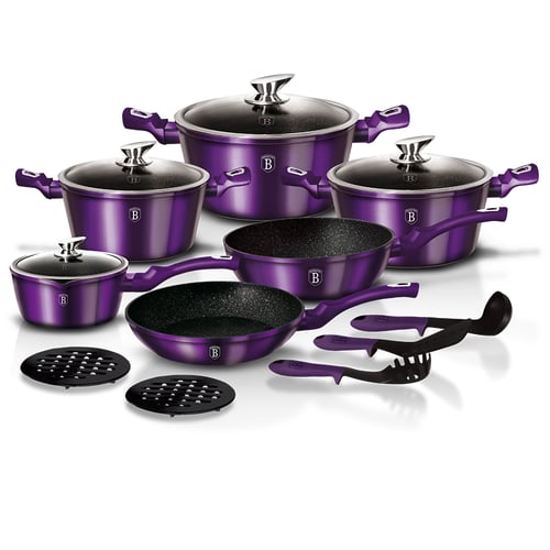 Berlinger Haus 6-Piece Knife Set w/ Magnetic Holder Purple Collection