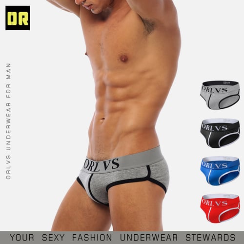 Men's Sexy Underwear Low waist Briefs U Pouch Boxers Striped Shorts  Underpants
