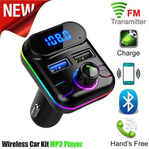 Car Bluetooth 5.0 FM Transmitter Dual USB Charger Car Kit Adapter with  Atmosphere Light Support Handsfree MP3 Music Player - buy Car Bluetooth 5.0 FM  Transmitter Dual USB Charger Car Kit Adapter
