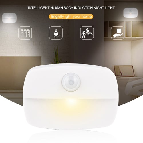 LED Motion Sensor Light Battery Operated Wireless Wall Night Light No Glare  Corridor Closet Kitchen Stair Cabinet Door Lamp