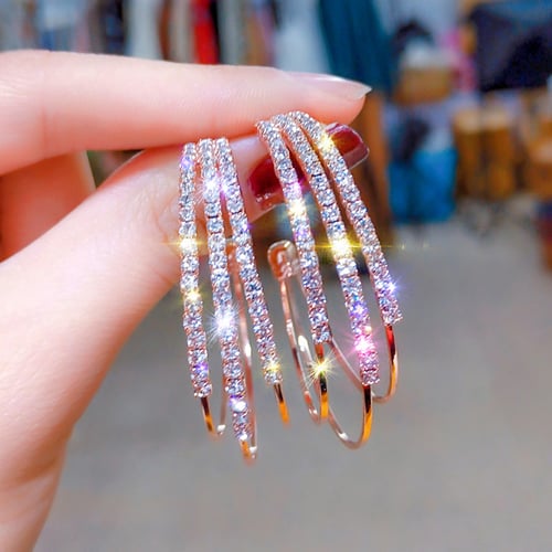 Circle rhinestone earrings sales
