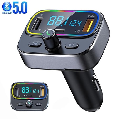 Car Bluetooth 5.0 FM Transmitter PD 20W + QC 3.0 Fast Charger Radio Music  Adapter