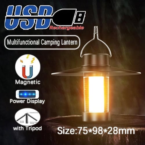 Portable Camping Light with Magnetic USB Rechargeable 3 Lighting Modes  Camping Lantern Outdoor Led Flashlight Tent Camp Supplies