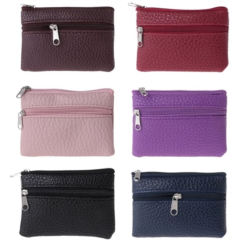 Fashion Leather Coin Purse With Key Ring Women Small Wallet Change Purses  Mini Simple Zipper Money Bags Pocket Wallets