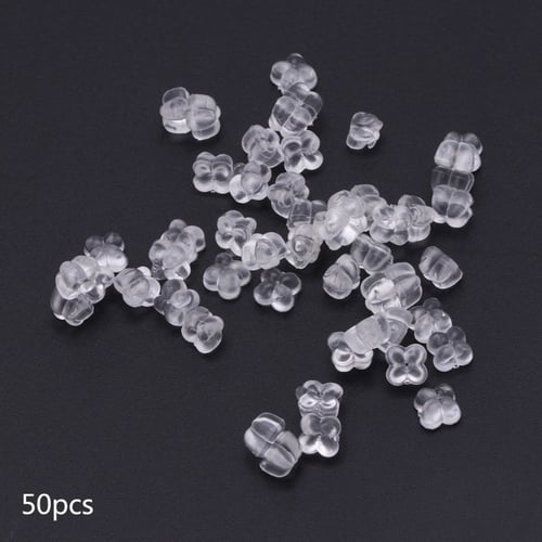 50pcs/set Clear Silicone Earring Backs For Earrings & Ear Studs