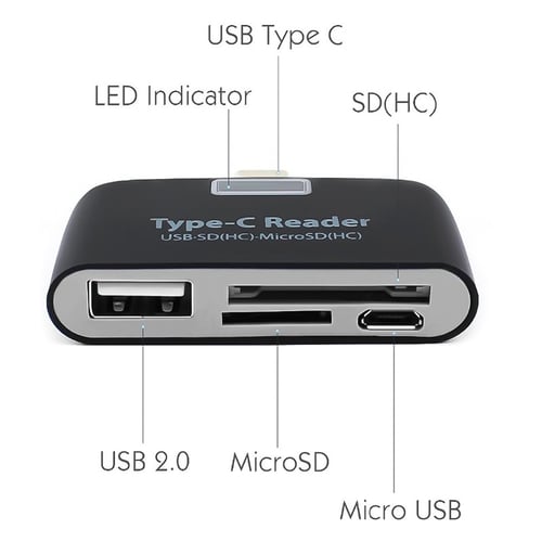 Type C Micro SD Card Reader USB C to Micro SD Card Adapter with USB 3.1  Super Speed Portable OTG Memory Card Reader Support TF/Micro SD/Micro