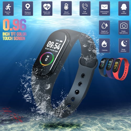 New M5 Smart Band Fitness Tracker Smart Watch Smarthwatch Bracelet Heart  Rate Blood Pressure Smartband Monitor Health Wristband Blue