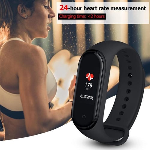  M4 Smart band 4 Fitness Tracker Watch Sport Bracelet Heart Rate  Blood Pressure Smartband Monitor Health Wristband Band Bracelet (Black  0.96inch) : Electronics