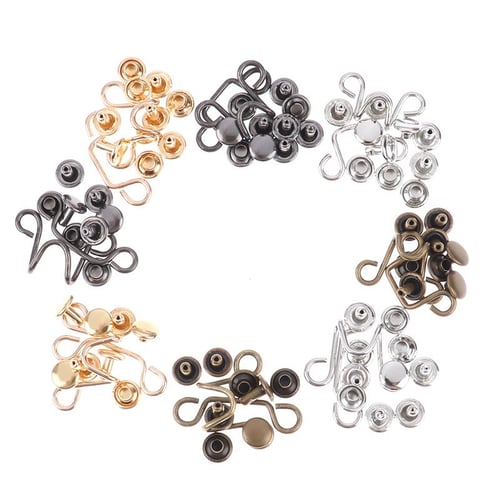 1Set Nail-free Metal Jeans Button Snaps Detachable Pants Clips